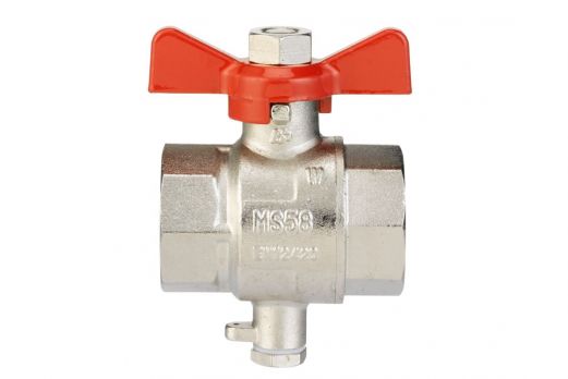 Danfoss 187F0591 - Латунный шаровой кран Dn25, G1B, с резьбовым штуцером M10x1 для монтажа термодатчика